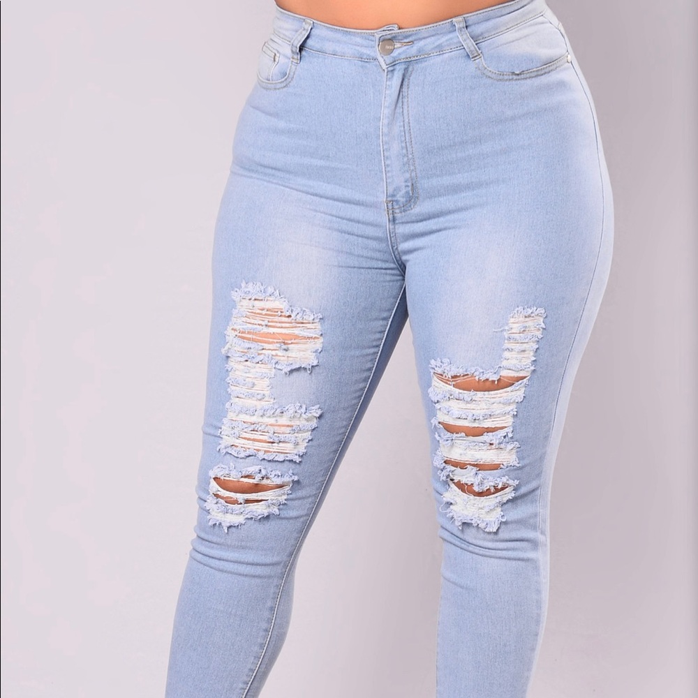 High Waist Distressed Fashion Nova Jeans